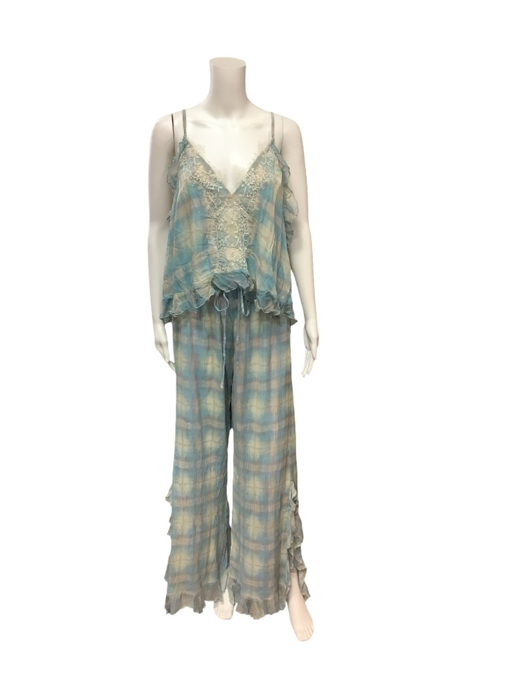Free People FP Plaid Print Pant Set W/Tags Size: XL/TG